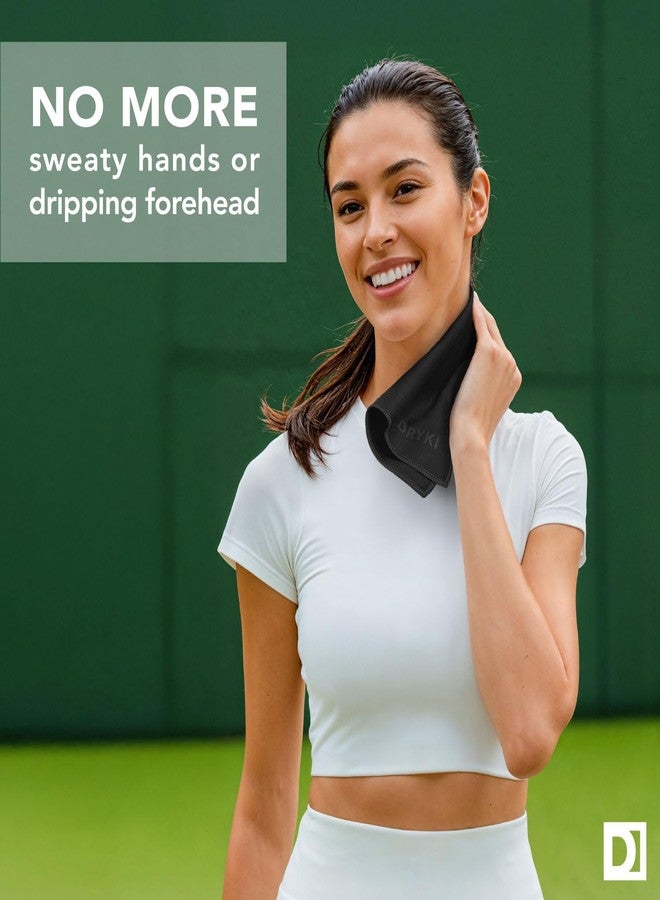 DRYKI Sweat Absorbing Handkerchiefs - The Original Pocket-Sized Sweat Towels - Quick-Dry Microfiber Sweat Rags for Face, Hands, & Body - Men & Women - Gym, Sports, and Work (Black: 5 Pack) - Image 2